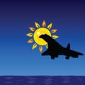 Plane and sun and sea illustration Royalty Free Stock Photo