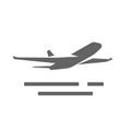 Plane take off icon vector shape or airplane jet silhouette takeoff symbol round black and white monochrome flat airport Royalty Free Stock Photo