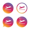 Plane takeoff icon. Airplane transport symbol. Royalty Free Stock Photo