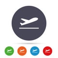 Plane takeoff icon. Airplane transport symbol. Royalty Free Stock Photo