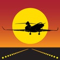 Plane takeoff in silhouette 0100 Royalty Free Stock Photo