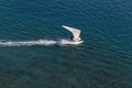 Plane takes off from the surface of the water Royalty Free Stock Photo