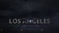 Commercial plane taking off from the airport runway and LOS ANGELES text, 3d rendering