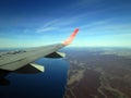 Plane taking off from Malvinas Argentinas International Airport Ushuaia