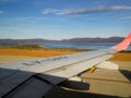 Plane taking off from Malvinas Argentinas International Airport Ushuaia