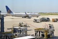 Plane on the tarmac in O`Hare Airport Royalty Free Stock Photo