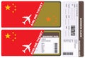 Plane ticket in business class flight to China