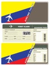 Plane ticket first class in Colombia Royalty Free Stock Photo