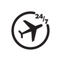 247 plane ticket icon black vector design illustration