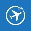 247 plane ticket icon flat vector design illustration