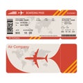 Plane ticket template. Air economy flight