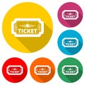 Plane tickets icon with long shadow Royalty Free Stock Photo