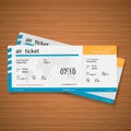 Plane tickets on the table. Vector Illustration.