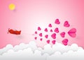 Plane to send love, Paper art of pink plane flying