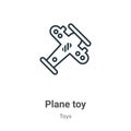 Plane toy outline vector icon. Thin line black plane toy icon, flat vector simple element illustration from editable toys concept Royalty Free Stock Photo