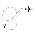 Plane and track icon on a white background. flat style. airplane path in dotted line shape. airplane flying symbol. airplane line Royalty Free Stock Photo