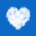 Plane track or white cloud heart isolated on blue background Royalty Free Stock Photo