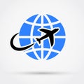 Plane travel icon. Royalty Free Stock Photo