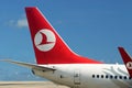 Plane of Turkish airlines. Blue sky