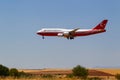 Madrid, Spain- June 28, 2022: Plane with the Turkish president upon his arrival in Madrid to attend the NATO summit. Official airc