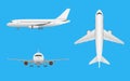 Plane vector. Airplane in all point of view. Royalty Free Stock Photo