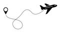 Plane Vector Icon black. Label Symbol for the Map, Aircraft. Editable stroke illustration. Royalty Free Stock Photo