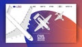 Plane vector web-page traveling on aircraft airplane jet flight transportation flying to airport illustration aviation Royalty Free Stock Photo