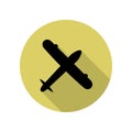 plane view from above long shadow icon. Simple glyph, flat vector of Airport icons for ui and ux, website or mobile application Royalty Free Stock Photo