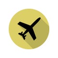 plane view from above long shadow icon. Simple glyph, flat vector of Airport icons for ui and ux, website or mobile application Royalty Free Stock Photo