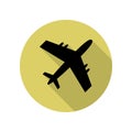 plane view from above long shadow icon. Simple glyph, flat vector of Airport icons for ui and ux, website or mobile application Royalty Free Stock Photo