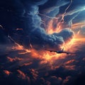 The plane was passing through a storm in the sky