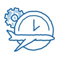 Plane Watch Gear doodle icon hand drawn illustration