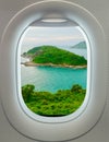 Plane window Aerial view of a Beach Phuket Thailand Royalty Free Stock Photo