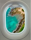 Plane window Aerial view of a Beach Phuket Thailand Royalty Free Stock Photo