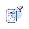 Plane window with clouds and no wi-fi symbol. Airplane mode, digital detox or offline travel. Pixel perfect, editable stroke icon