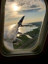 Plane Window Flight Florida Takeoff Sunset on Plane Royalty Free Stock Photo