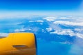 Plane window view of Egypt surrounded by sea and airplane Royalty Free Stock Photo