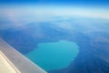 Plane window view of Iznik lake, Turkey Royalty Free Stock Photo