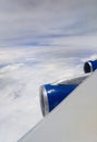 Plane Wing on Blue Sky Royalty Free Stock Photo