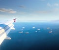 Plane wing and Istanbul Marmara Sea Turkey