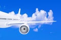 Plane wing on sky background Royalty Free Stock Photo