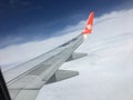 Plane wings on sky malindo airline Royalty Free Stock Photo