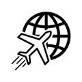 Plane world icon flat vector illustration design Royalty Free Stock Photo