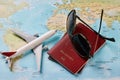 Plane worldwide travel planning concept Royalty Free Stock Photo