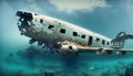 plane wreck on ocean floor Royalty Free Stock Photo