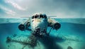 plane wreck on ocean floor Royalty Free Stock Photo