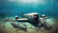 plane wreck on ocean floor Royalty Free Stock Photo