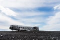 Plane wreck on SÃÂ³lheimasandur black sand beach Royalty Free Stock Photo