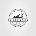Planer woodworking carpentry logo. woodwork carpenter symbol vector illustration design Royalty Free Stock Photo