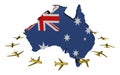 Planes and Australia map flag Royalty Free Stock Photo